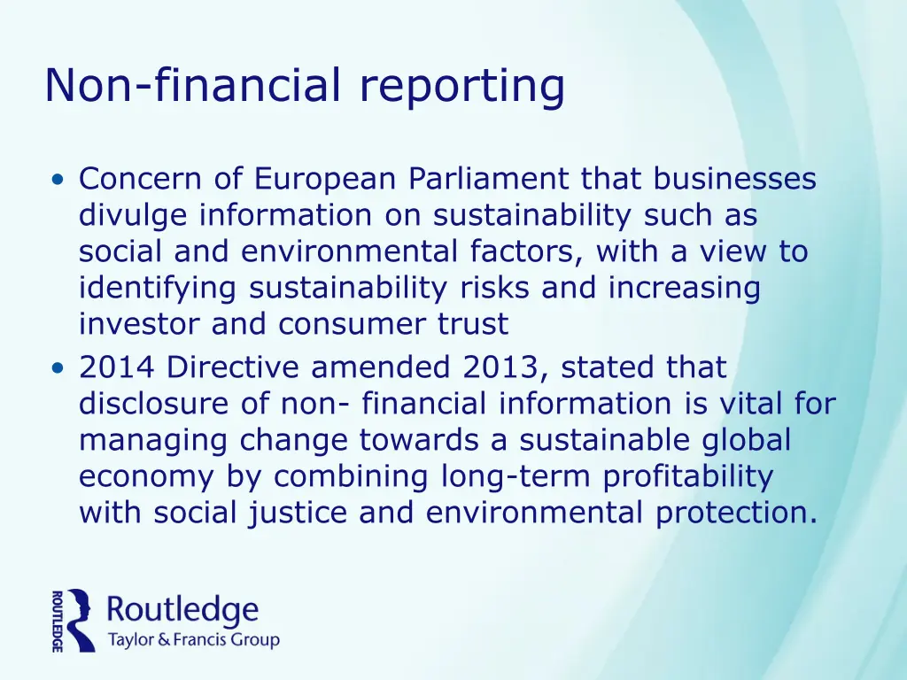 non financial reporting