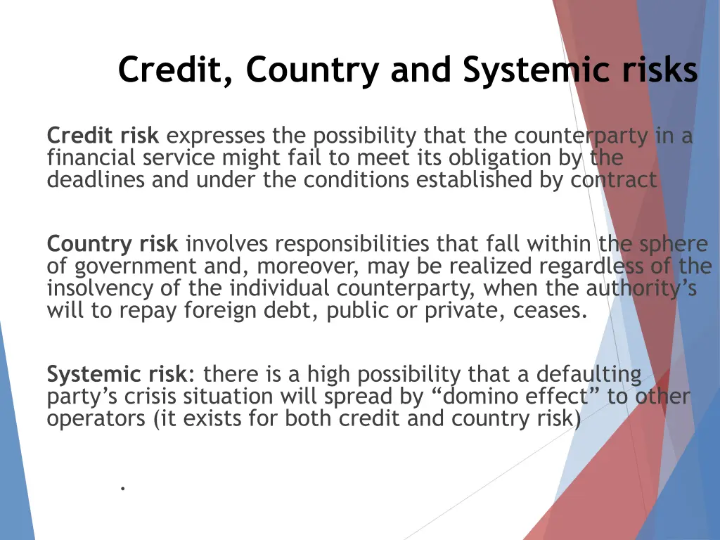 credit country and systemic risks