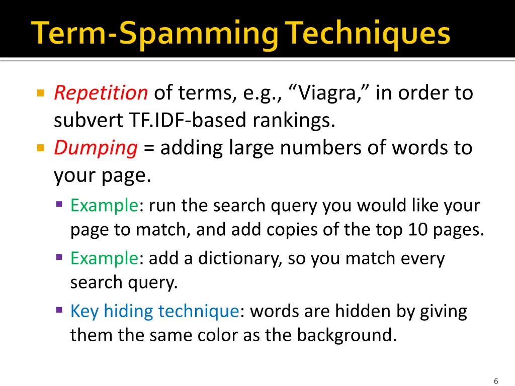 repetition of terms e g viagra in order