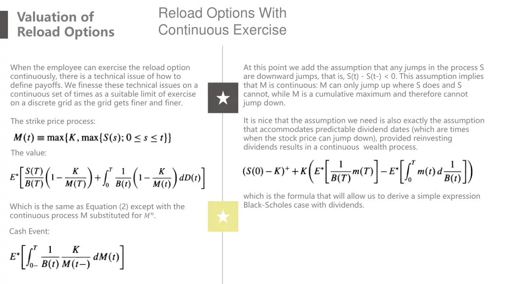reload options with continuous exercise