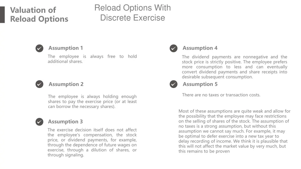 reload options with discrete exercise