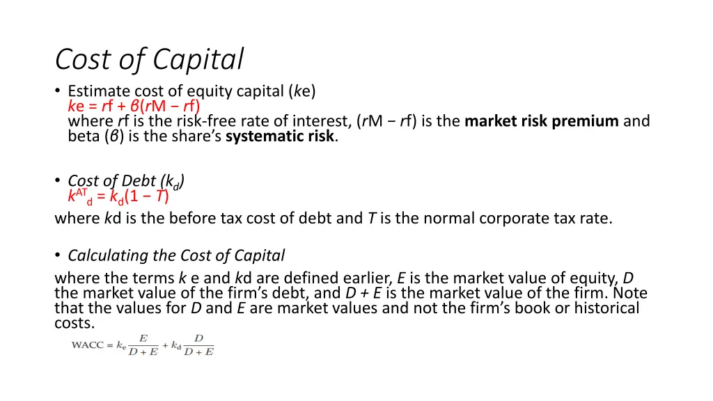 cost of capital estimate cost of equity capital