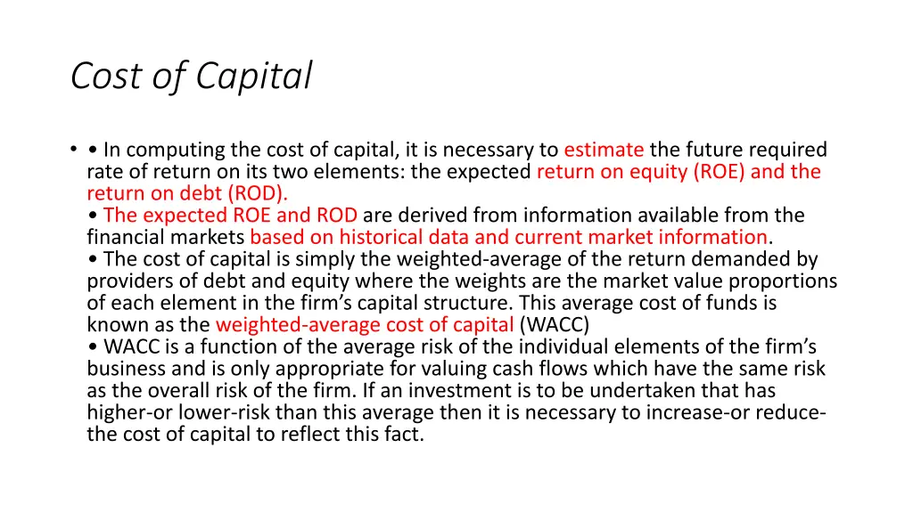 cost of capital