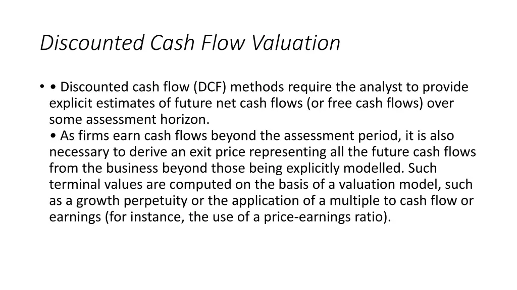 discounted cash flow valuation