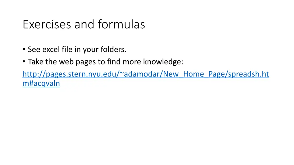 exercises and formulas