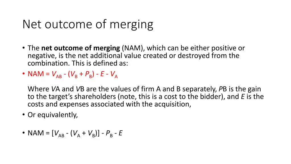 net outcome of merging