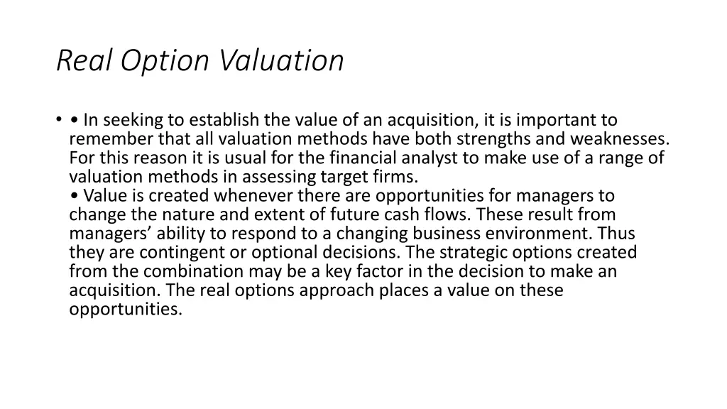 real option valuation