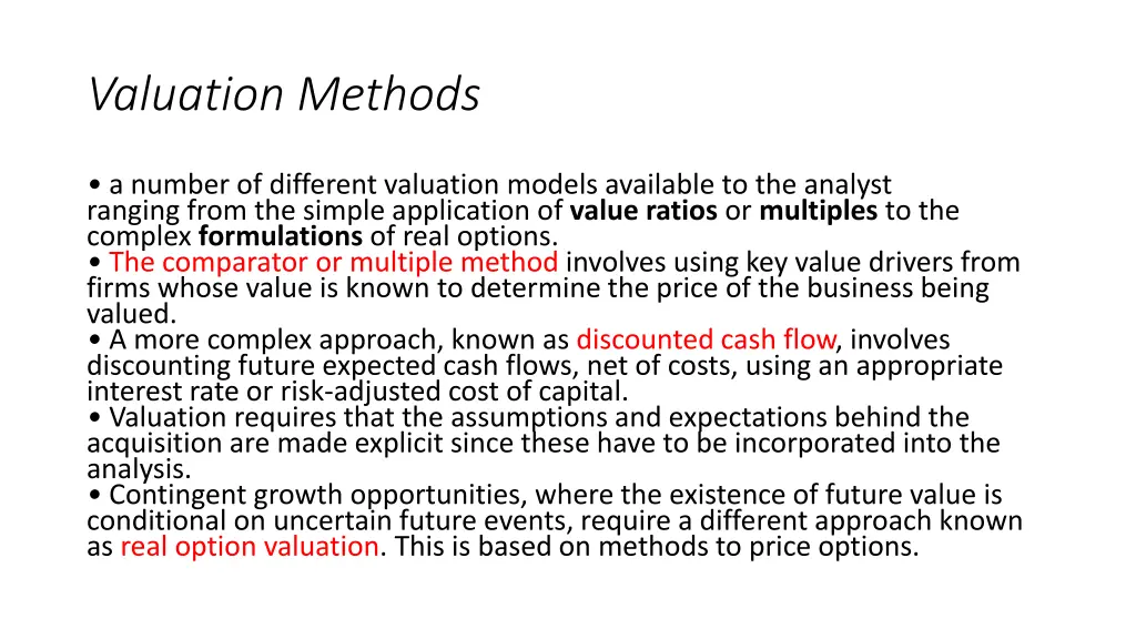 valuation methods 1
