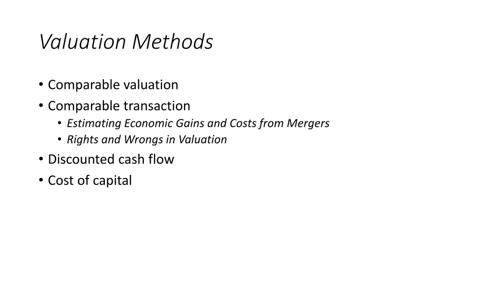 valuation methods