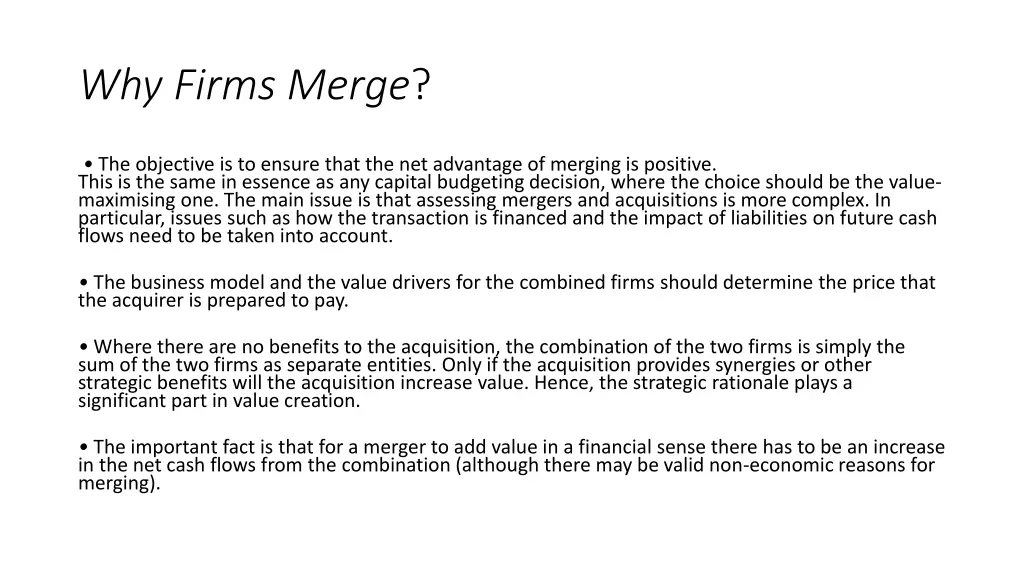 why firms merge
