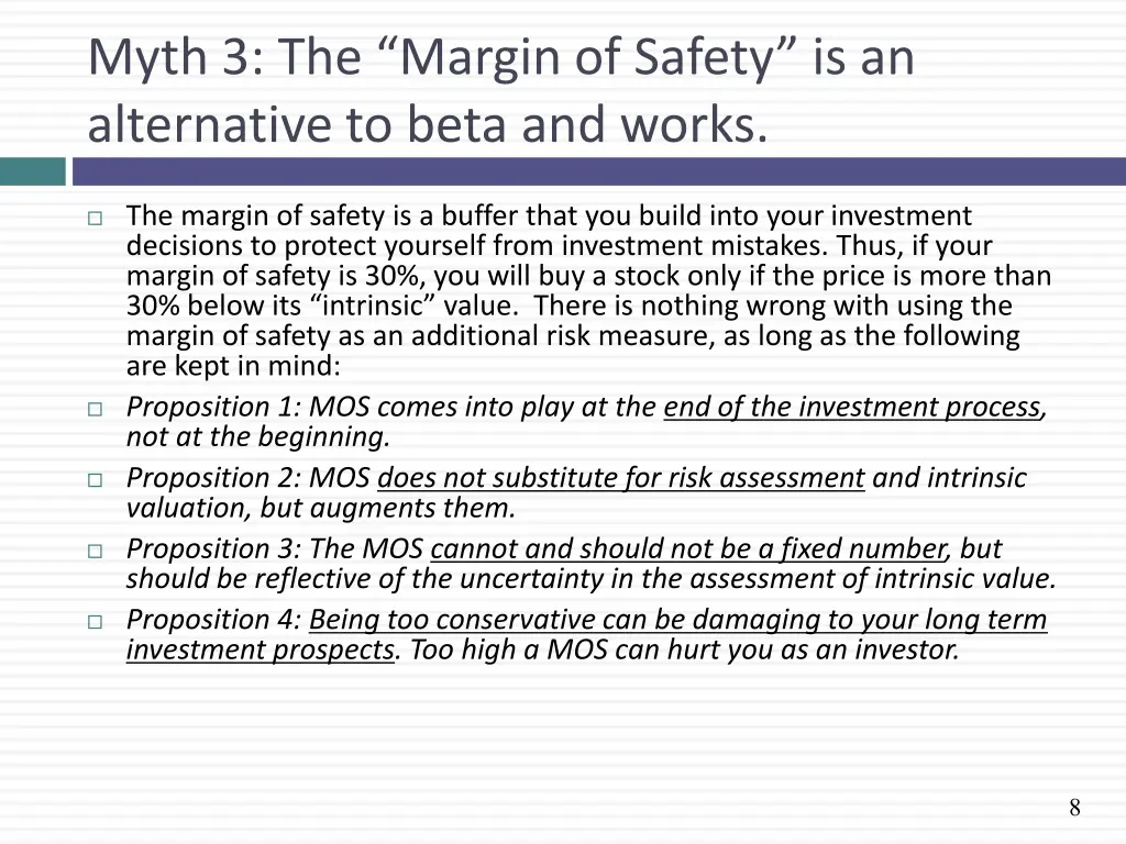 myth 3 the margin of safety is an alternative