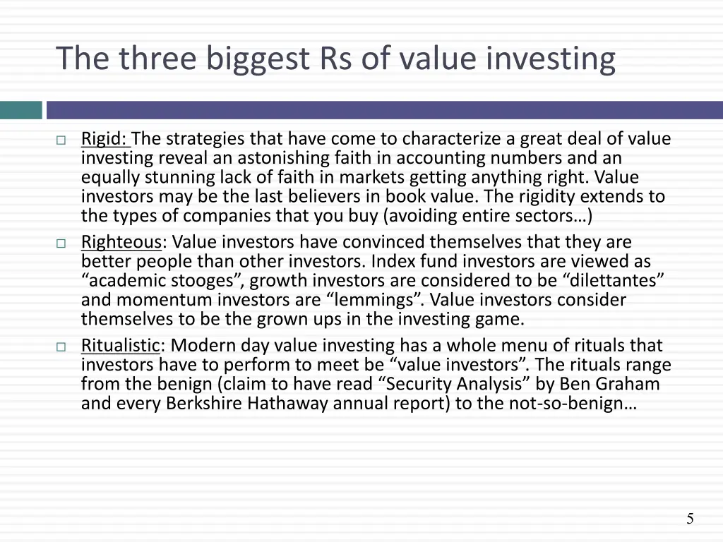 the three biggest rs of value investing