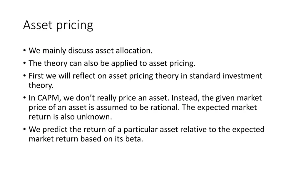 asset pricing