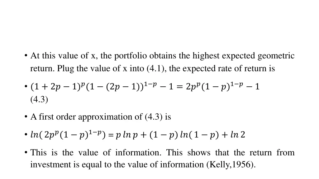at this value of x the portfolio obtains