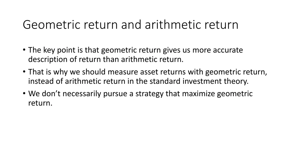 geometric return and arithmetic return