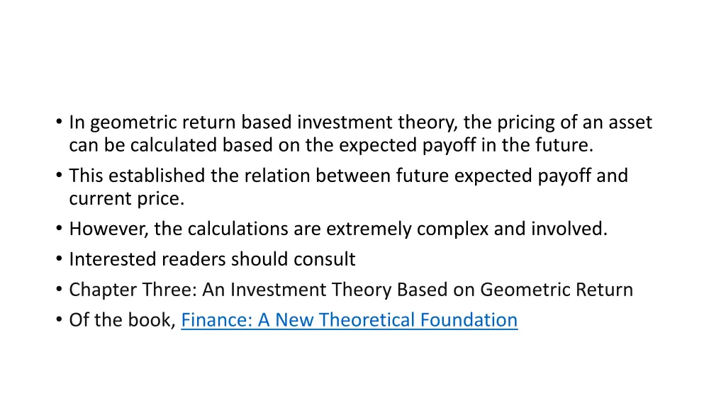 in geometric return based investment theory