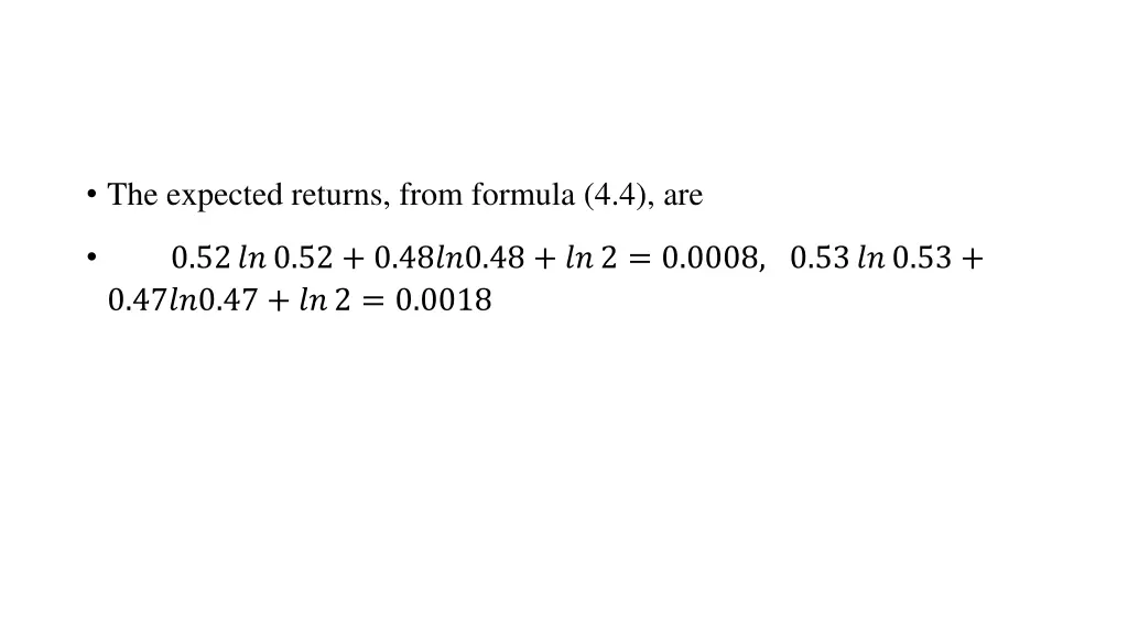 the expected returns from formula 4 4 are