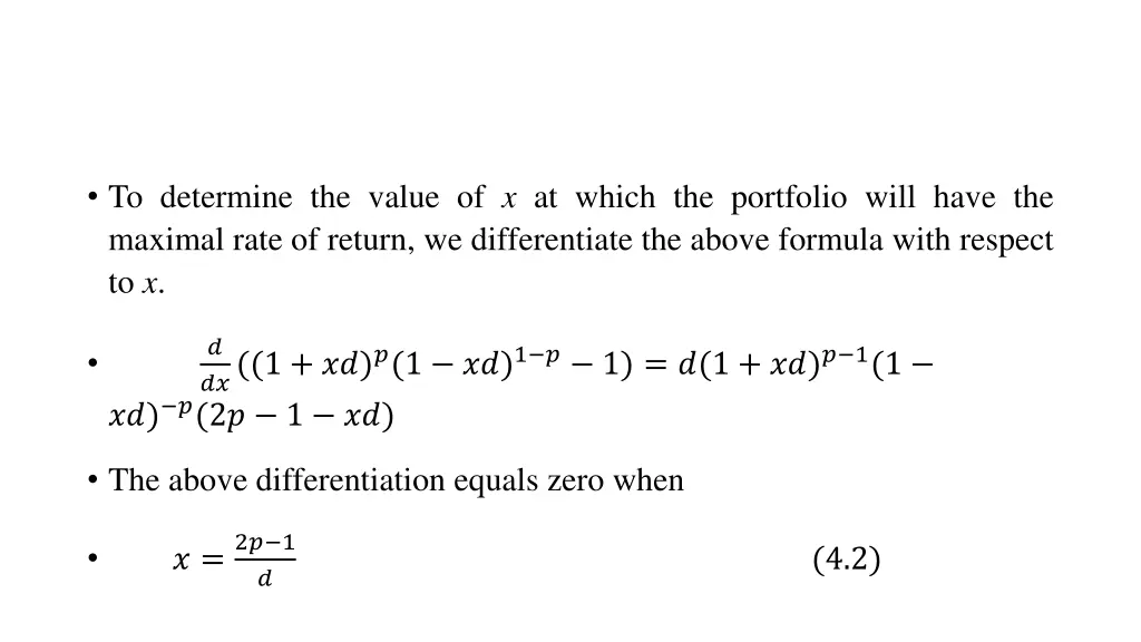 to determine the value of x at which