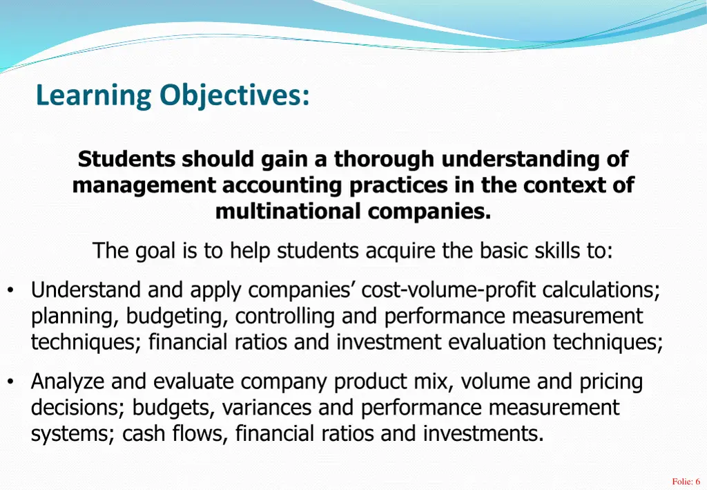 learning objectives