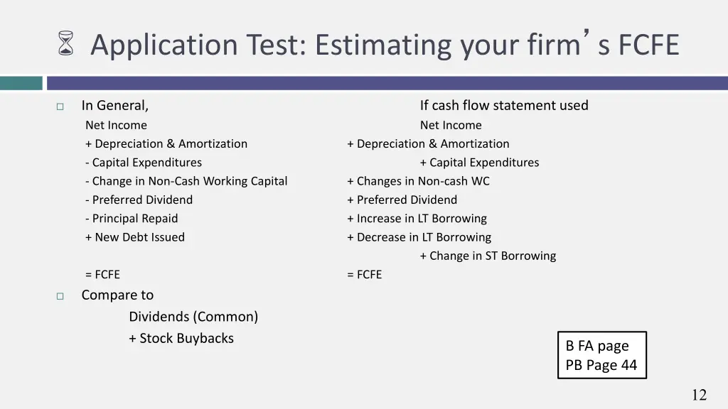 application test estimating your firm s fcfe