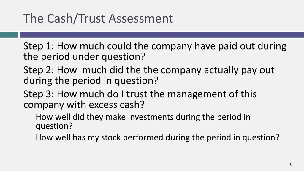 the cash trust assessment