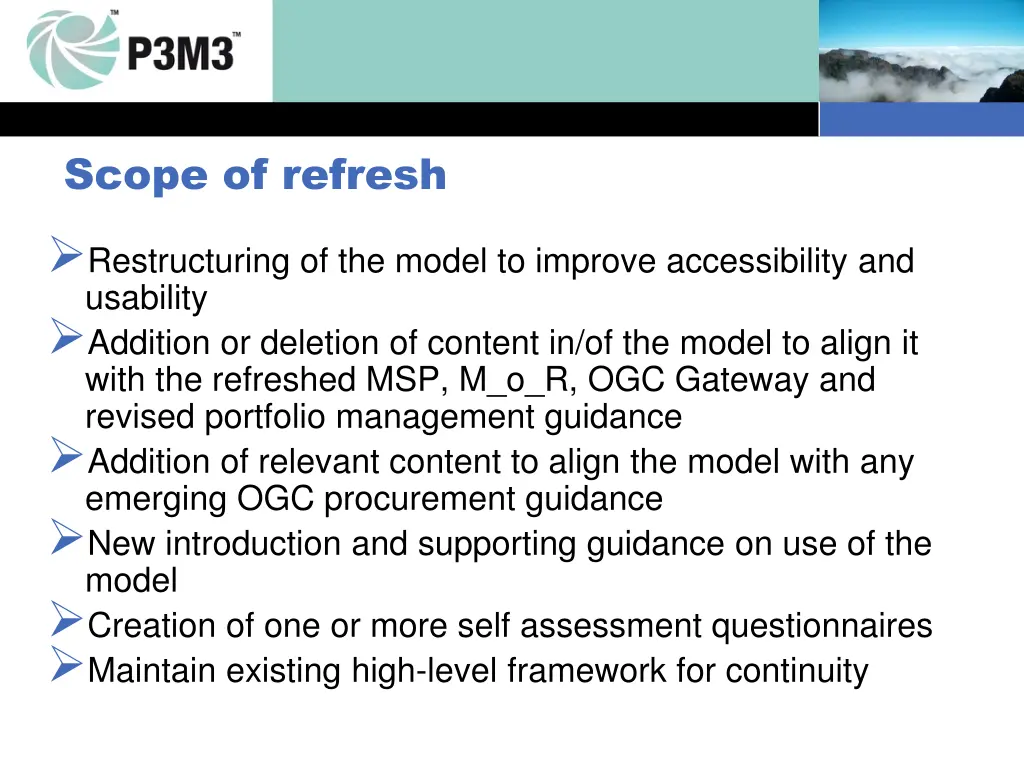 scope of refresh restructuring of the model