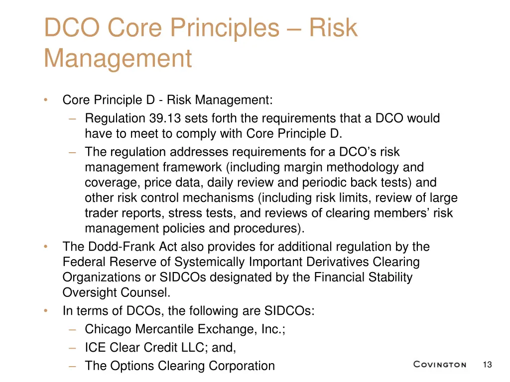 dco core principles risk management