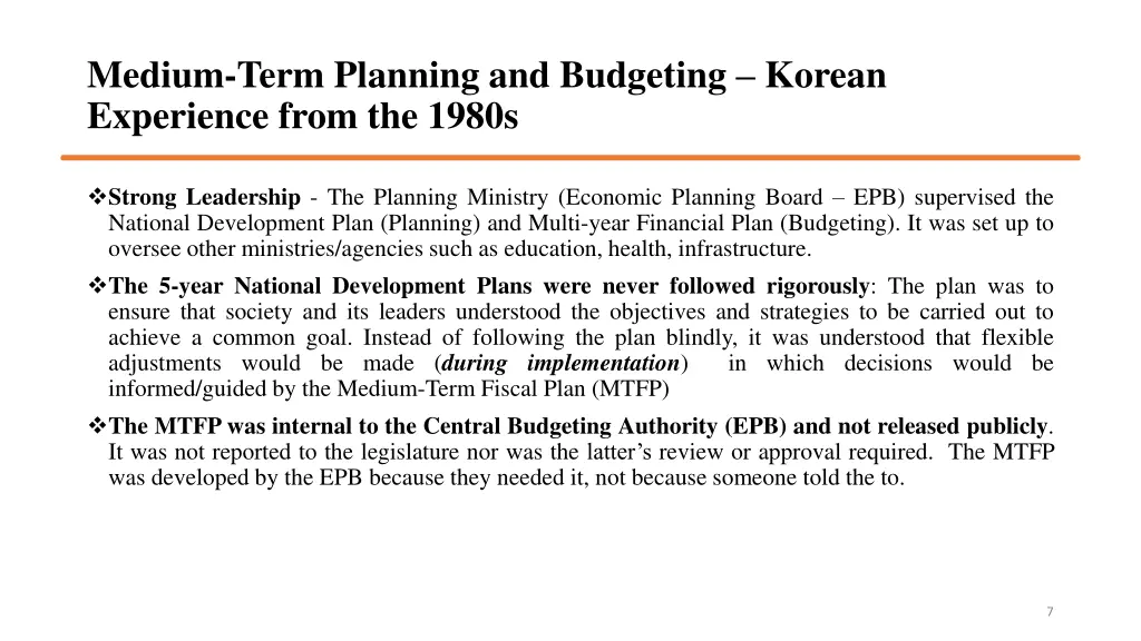 medium term planning and budgeting korean