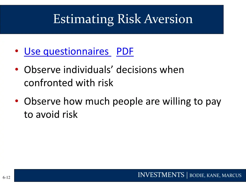 estimating risk aversion
