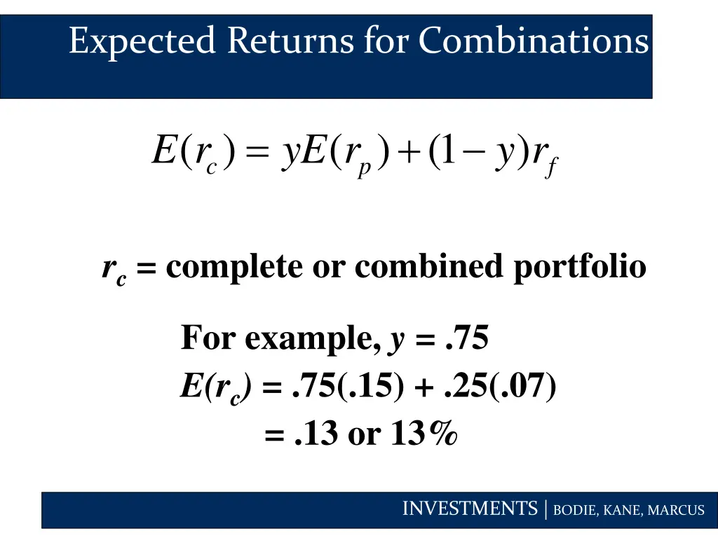 expected returns for combinations
