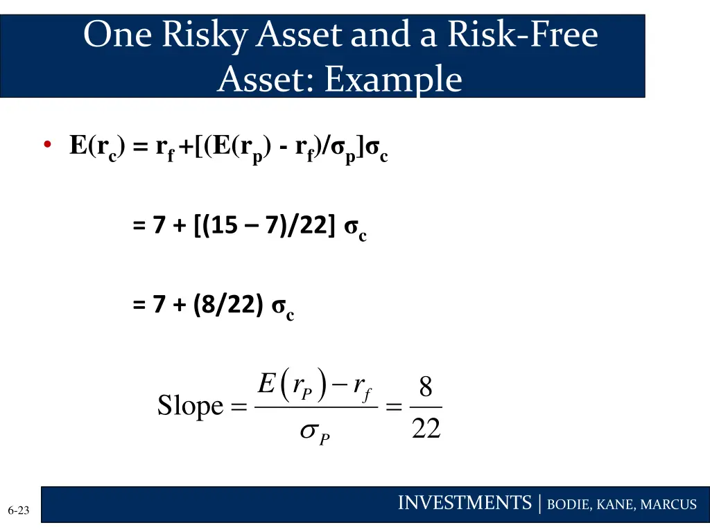 one risky asset and a risk free asset example