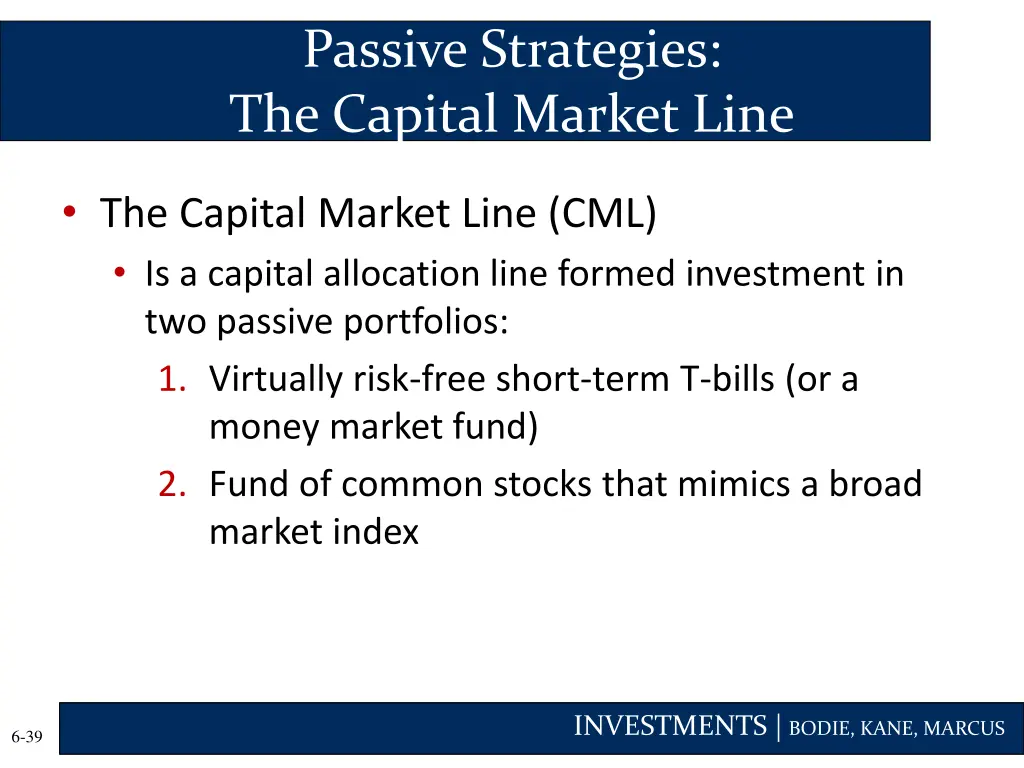 passive strategies the capital market line 1