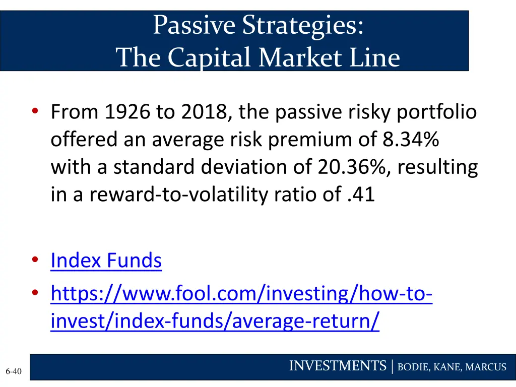 passive strategies the capital market line 2