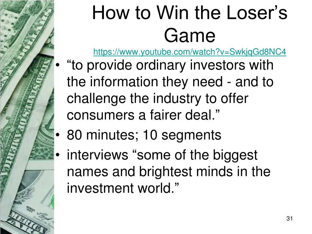 how to win the loser s game https www youtube