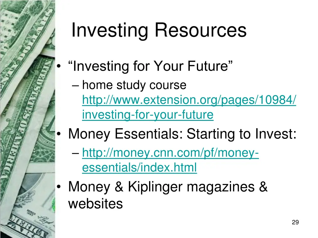 investing resources