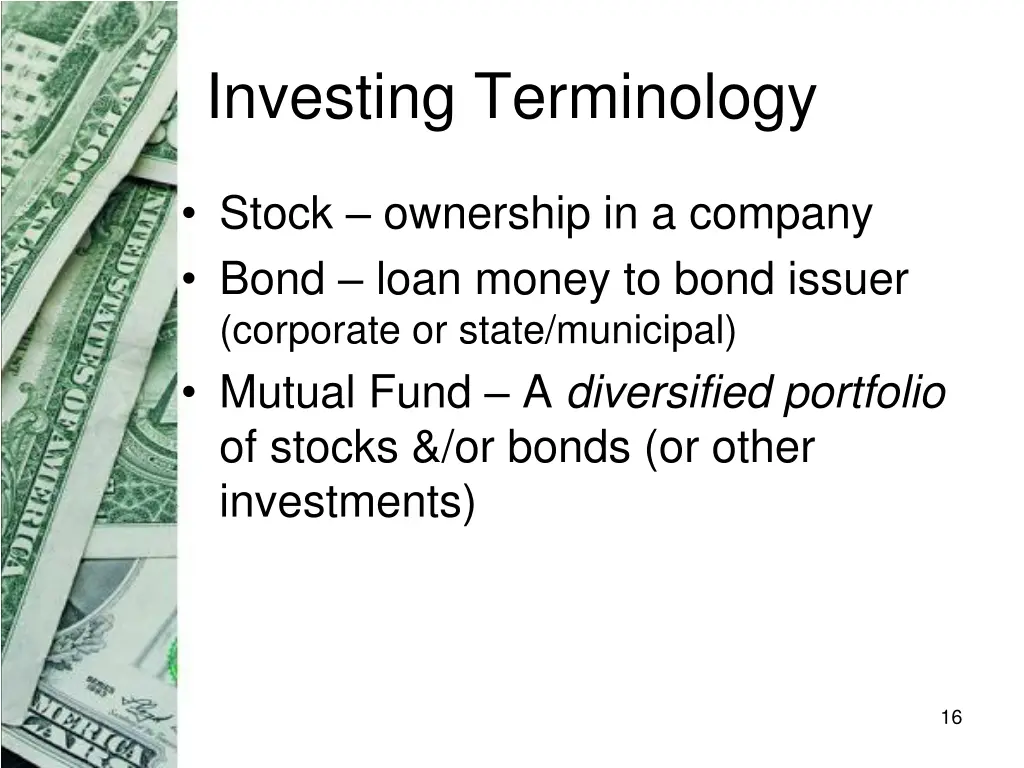 investing terminology