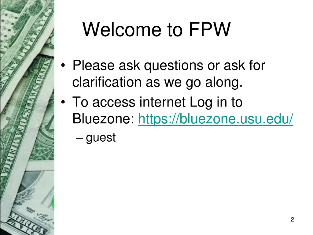 welcome to fpw