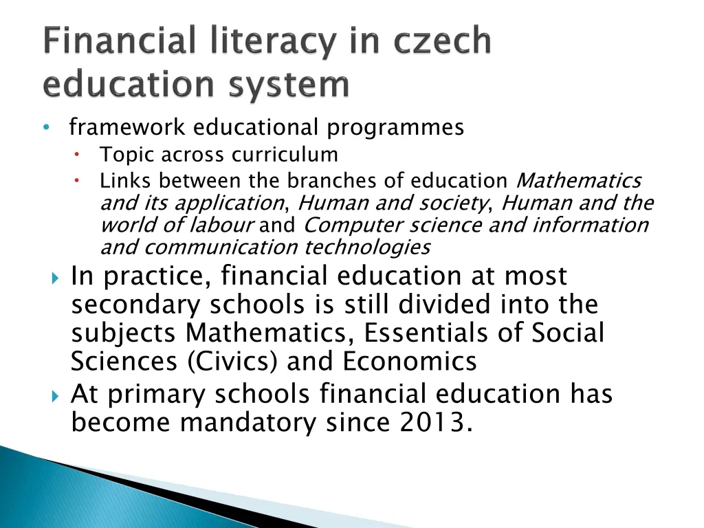 framework educational programmes topic across