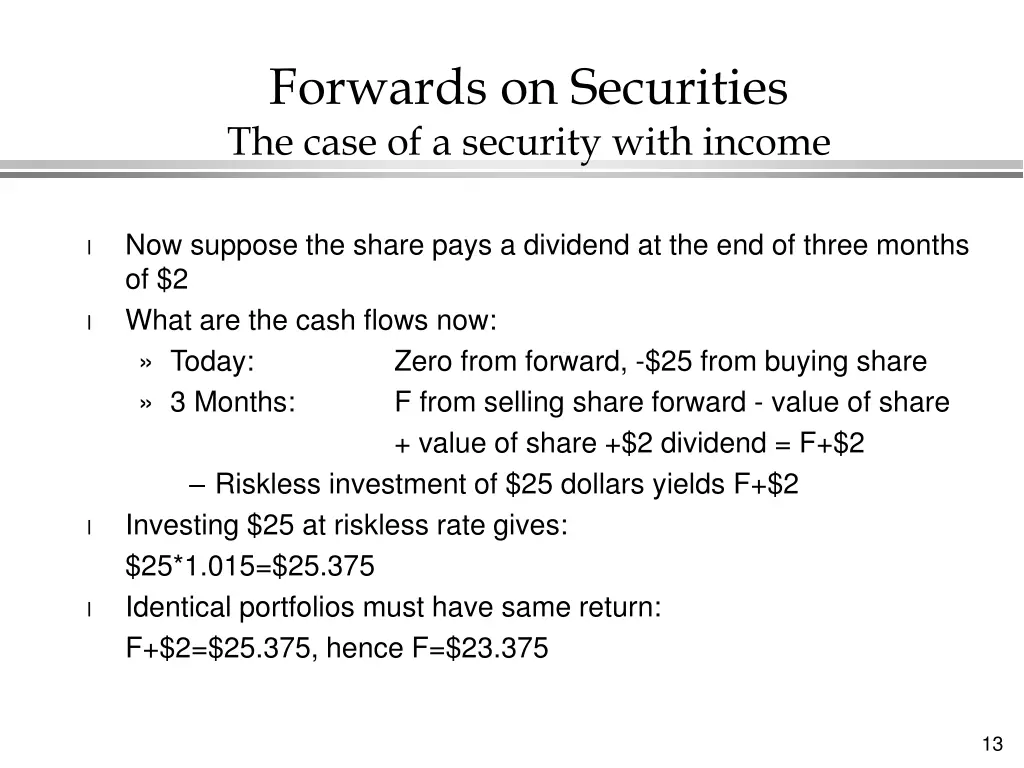 forwards on securities the case of a security 1