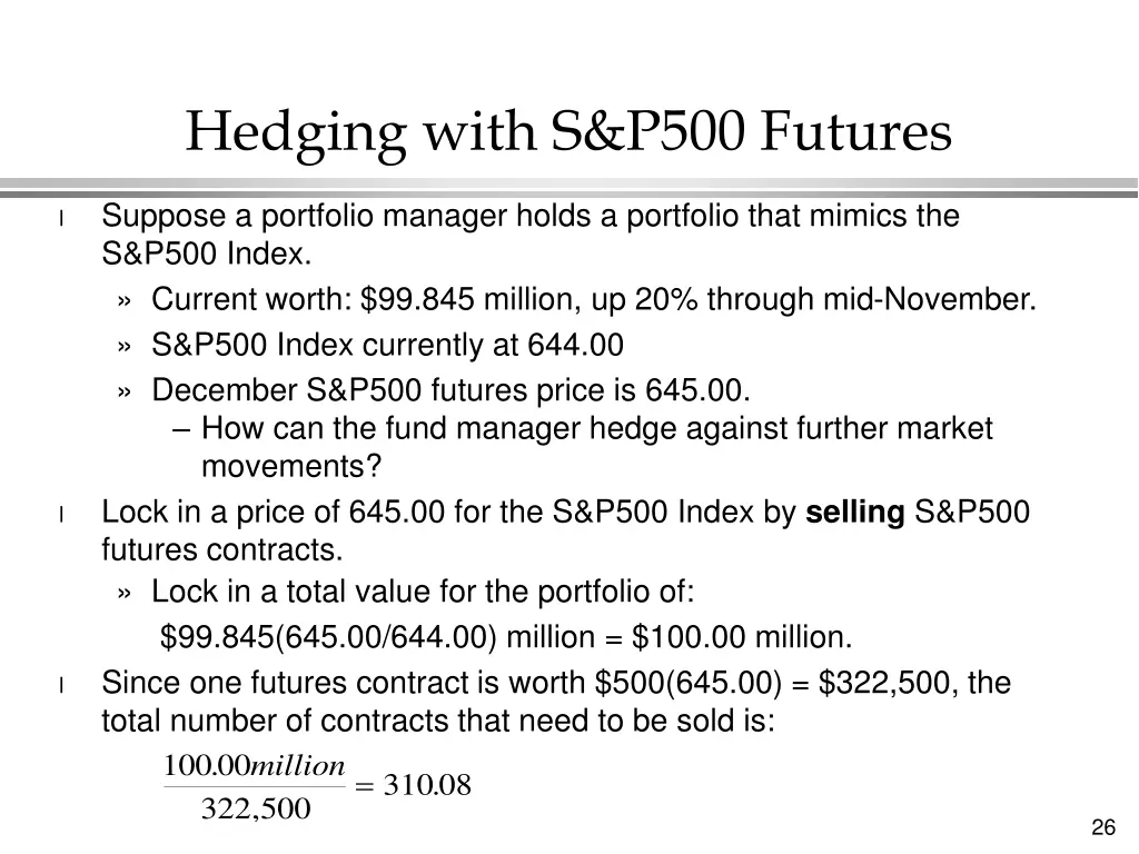 hedging with s p500 futures