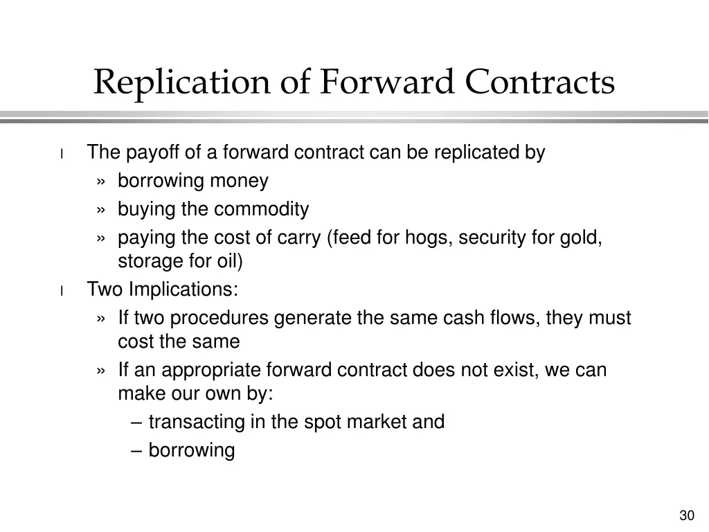 replication of forward contracts