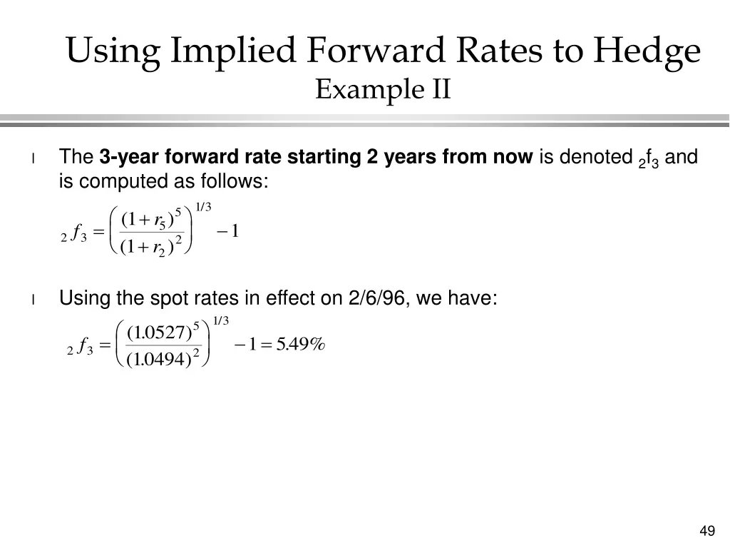 using implied forward rates to hedge example ii