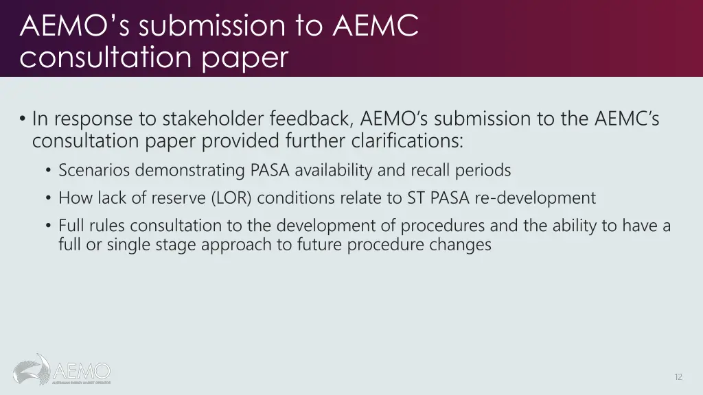 aemo s submission to aemc consultation paper