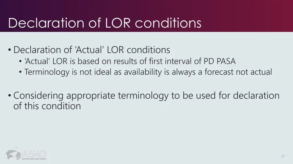 declaration of lor conditions
