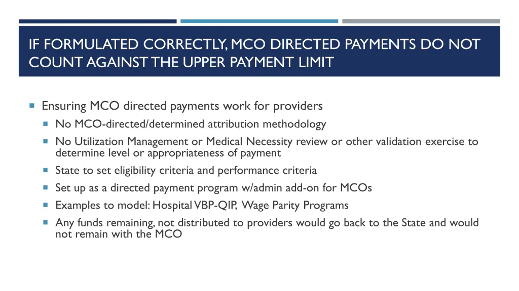 if formulated correctly mco directed payments