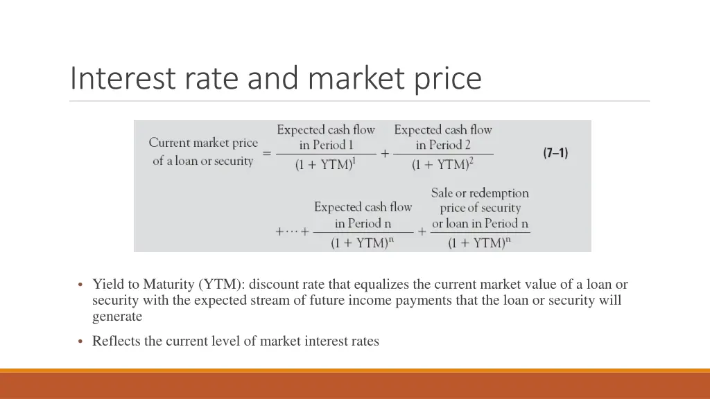 interest rate and market price
