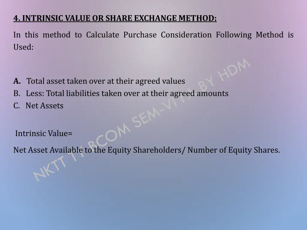 4 intrinsic value or share exchange method