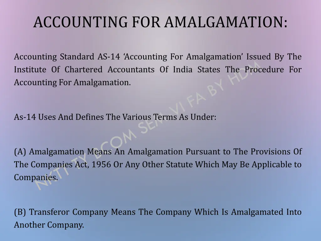 accounting for amalgamation