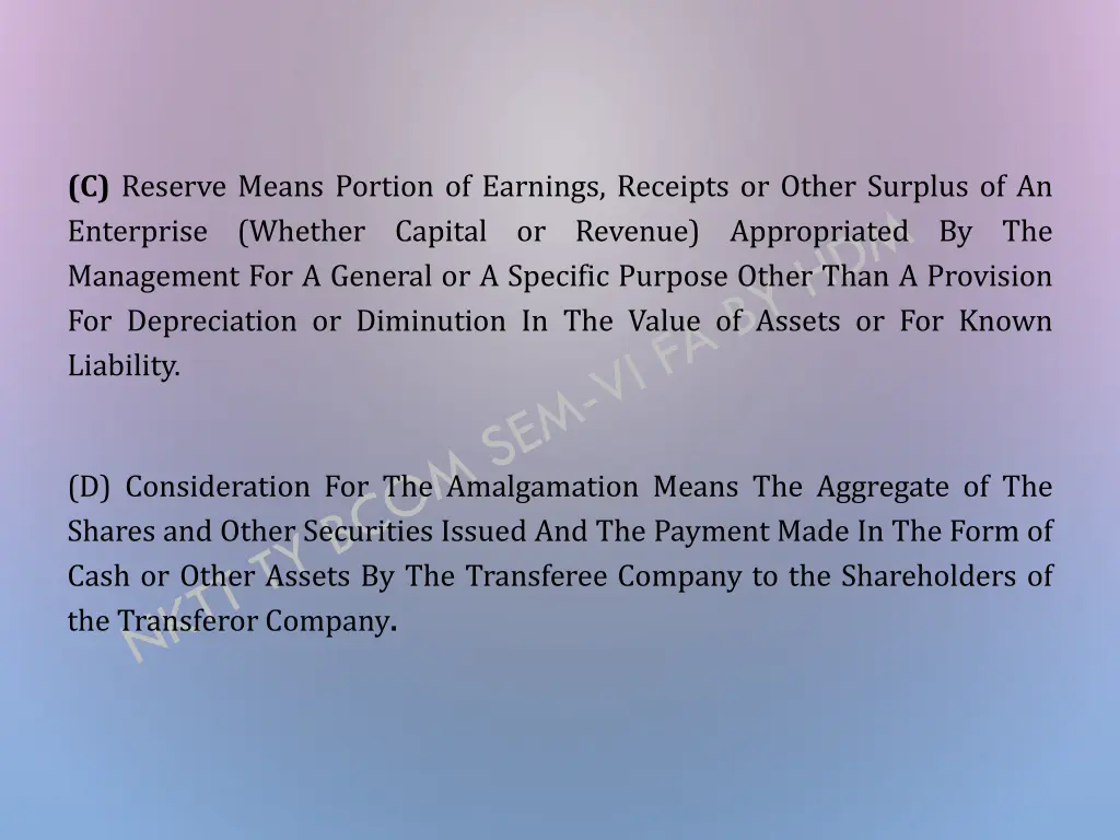 c reserve means portion of earnings receipts