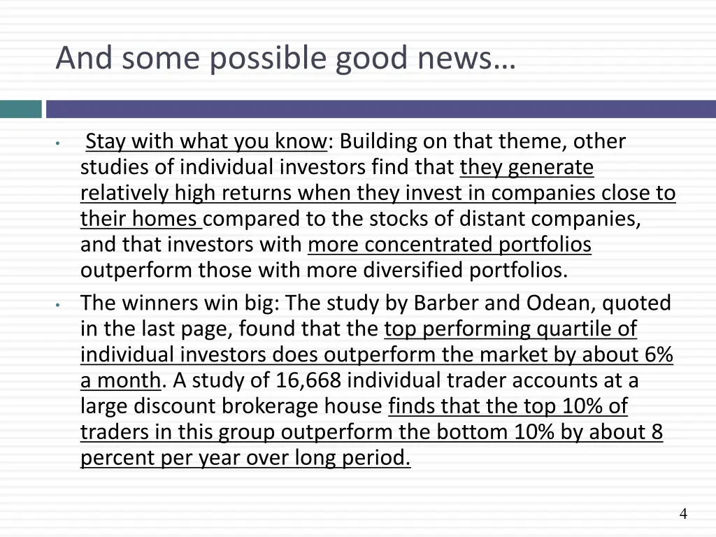 and some possible good news